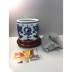 Mua Combo Đế +Bát Hương ( gỗ hương) + cốt thất bảo + tro - cao 20 - ĐK 18