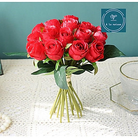 Bó hồng 18 cành cao 26cm đẹp sang trọng dùng trong decor, trang trí, hoa cưới, hoa cô dâu