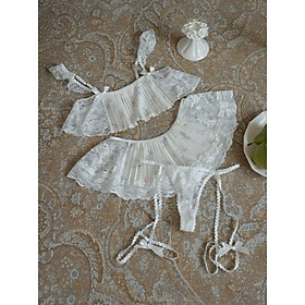Bộ Đồ Ngủ 3 Món Tiểu Thư Dễ Thương Viền Ren Gợi Cảm
