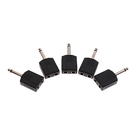 5Pcs 6.5mm/6.35mm Male to 2 Female Audio Adapter Y Splitter