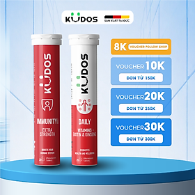 Combo Thực phẩm bảo vệ sức khỏe KUDOS IMMUNITY BOOST EXTRA STRENGTH + KUDOS DAILY VITAMINS PLUS BIOTIN & GINSENG (20 viên/ Tuýp)