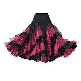 Flamenco Ballroom Waltz Dance  Skirt Womens Modern Costumes Black Red