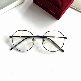 Kính thời trang nam nữ dáng mắt tròn form to kim loại