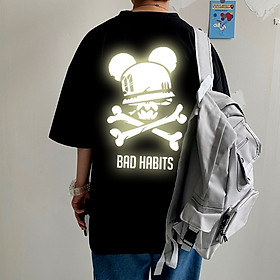 Áo thun phản quang tay lỡ nam nữ BAD HABIT
