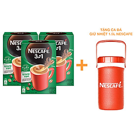 [Tặng Ca Đá Giữ Nhiệt 1.5L Nescafe] Combo 3 Hộp NESCAFÉ 3IN1 Công thức cải tiến - VỊ RANG ĐẬM Hộp 20 gói