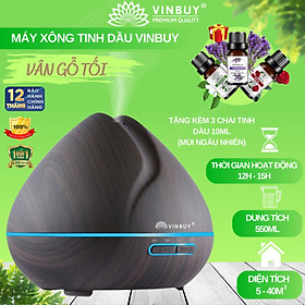 Máy xông tinh dầu VINBUY búp sen, máy khuếch tán phun sương tạo ẩm, máy xông tinh dầu phòng ngủ, spa, nhà hàng, dung tích lớn led 07 màu - Hàng chính hãng