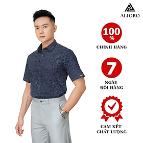 Hình ảnh Áo sơ mi nam ngắn tay ALIGRO nhiều màu chất liệu cotton tự nhiên cao cấp, vạt bằng form custom trẻ trung ALGS-C66