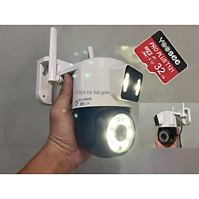 Camera ngoài trời 2 Mắt Yoosee XEM 2 MÀN HÌNH CÙNG LÚC Q42D 5.0 MPX - Ban Đêm Có Màu, Xoay 360 độ, Đàm Thoại 2 Chiều - Hàng Chính Hãng