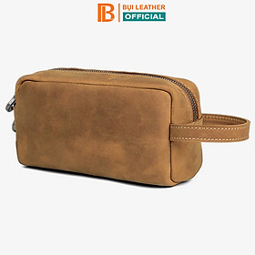 Túi nam cầm tay đựng đồ cá nhân T101, túi xách nam da sáp ngựa điên, thương hiệu Bụi leather chuyên đồ da thật