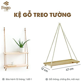 Kệ gỗ treo tường dây thừng / decor trang trí nhà cửa