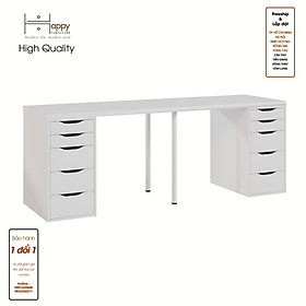 [Happy Home Furniture] LIDA, Bàn làm việc - 2 bên ngăn tủ- 2 chân sắt, BAN_026, BAN_027