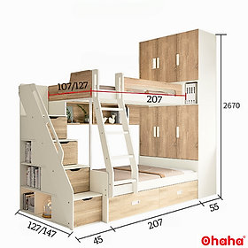 Mua Giường tầng thông minh Ohaha kết hợp tủ áo và kệ sách - GTTM015