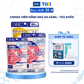 Combo Viên uống DHC Da Sáng - Tóc Khỏe 60 Ngày (Vitamin C 120 viên & Biotin 60 viên)