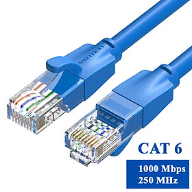 Cáp mạng đúc sẵn 2 đầu Cat6 UTP ( Tròn ) Màu xanh - Dài 1M đến 5M - VENTION -Hàng Chính Hãng