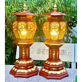 Mua Cặp đèn chữ Thập gỗ Hương 81cm dát vàng