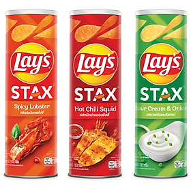 Combo 3 Lay s Stax 100gr Mực sốt cay, Tôm hùm nướng ngũ vị, Kem chua hành