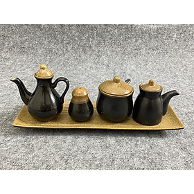 Mua Set đựng gia vị - hũ đựng mắm muối gốm Bát Tràng cao cấp