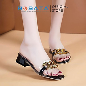 Dép sandal nữ ROSATA RO471 xỏ chân mũi tròn kiểu hàn quốc gót cao 2cm xuất xứ Việt Nam - ĐEN