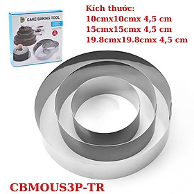 Khuôn RING Mousse Nhấn Cookies Cutter Dụng Cụ Làm Bánh Quy - CBMOUS3P-TR