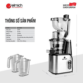 Máy Ép Chậm Elmich JEE-3898 200W - Hàng Chính Hãng