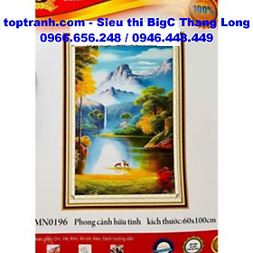 Tranh thêu chữ thập phong cảnh tranh dọc non nước hữu tình MN0196 chưa thêu