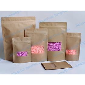 1KG Túi Giấy Cửa Sổ - Túi zip giấy kraft (craft) đáy đứng - Túi Giấy Zip đựng thực phẩm khô - size