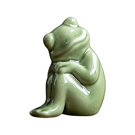 Frog Statue Miniature Frog Figurine Tea Pet Sculpture Artwork Desktop Frog Ornament Animal Sculpture for Home Bedroom Decor Gift Collectible