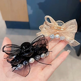 Kẹp tóc sau đính đá nơ đẹp - kẹp tóc đính đá kết hợp thắc nơ đẹp