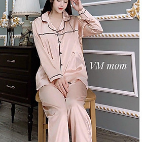 Đồ bộ bầu sau sinh dài tay dễ thương chất lụa mềm mịn