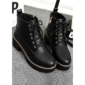 Giày boot nữ cổ ngắn cột dây đế thô GBN0301