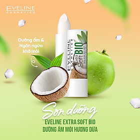 Son dưỡng Eveline Extrasoft Bio dưỡng ẩm môi hương dừa 4g