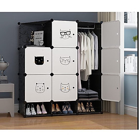 Tủ nhựa ghép 9 ô (1 góc xéo) 3 ô giày