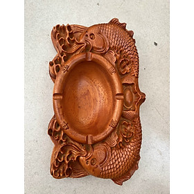 Mua Gạt Tàn Gỗ Hương Nguyên Khối Chạm khắc hình Cá chép