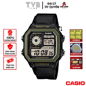 Đồng Hồ Casio Nam Dây Da Phối Vải AE-1200WHB-1BVDF