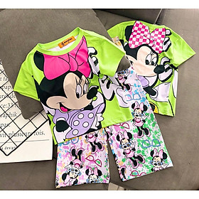 Quần áo bé gái, set đồ bộ cho bé gái quần ống suông hình gấu dâu mickey công chúa từ 12-25kg hàng thiết kế