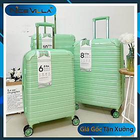 Vali Nhựa Carbon PC NiceVilla Khóa kéo Đôi Mở Rộng Chống Vỡ Size 20 & 24 & 28 Inch - XANH NGỌC