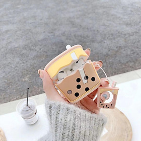 Mua Airpods Pro Case - Ốp bảo vệ dành cho Airpods Pro Hình Trà Sữa Trân Châu_ Tặng Kèm Móc Khóa Dây Da