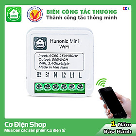 Mua Công tắc Wifi Hunonic Mini 2 kênh 500W/kênh - LẮP SAU CÔNG TẮC ÂM TƯỜNG - Điều khiển từ xa bằng điện thoại