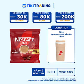 [Tặng 1 Ly nhựa cao cấp 750ml] Combo 2 Bịch Cà phê Hòa tan NESCAFÉ VỊ NGUYÊN BẢN 46 + 3 gói Đậm Thơm Hoàn Hảo