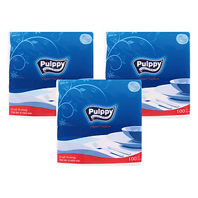 Combo 3 Gói Khăn Ăn Pulppy Paper (100 Tờ)
