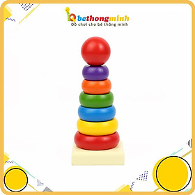 Tháp Cầu Vòng Bằng Gỗ Cho Bé Loại Nhỏ - Đồ Chơi Gỗ Thông Minh  Đồ Chơi Mầm Non