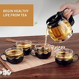Mua Bộ 4 + 1 Bình Lọc Trà Bằng Ấm Trà Bằng Thủy Tinh Dày Sang Trong Suốt Chịu Nhiệt Cao độ tốt tiện dụng Miniso