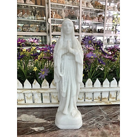 Mua Tượng Công Giáo  Đức Mẹ Maria chấp tay đá cẩm thạch trắng - Cao 25 cm