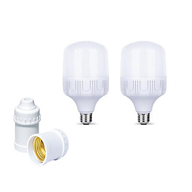 Bộ 2 Bóng đèn Led Trụ buld 30w và 2 đuôi đèn E27 xoáy trắng