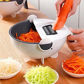 Mua Bộ dụng cụ nạo rau củ quả bào sợi đa năng 9 in 1 kèm rổ trong chậu đựng 7 chi tiết thông minh.