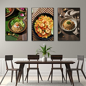 (HCM) Tranh treo tường tráng gương cơm rang,cơm chiên tráng trí quán ăn, nhà hàng kèm đinh treo