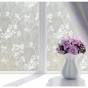 Cuộn 5m x 60cm Decal dán kính mờ PVC (có sẵn keo dán) - HOA SAO LÁ XANH PK04