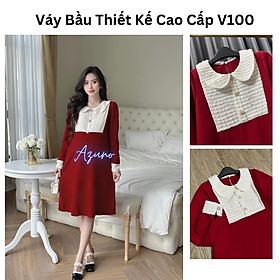 Váy Đầm Bàu Công Sở Dự Tiệc Thiết Kế Azuno A100 Màu Đỏ Chất Tuyết Mưa Mặc