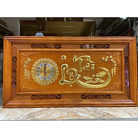 Mua Tranh đồng hồ treo tường trạm khắc chữ tài lộc bằng gỗ gỗ đỏ kt 67×127×4.5cm