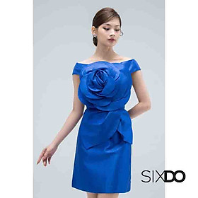 Đầm SIXDO gấm trễ vai hoa trà sang trọng